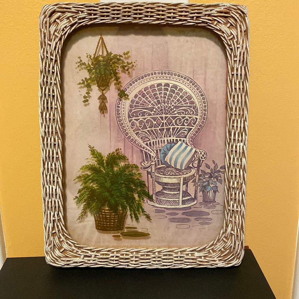 vintage peacock chair and plant picture